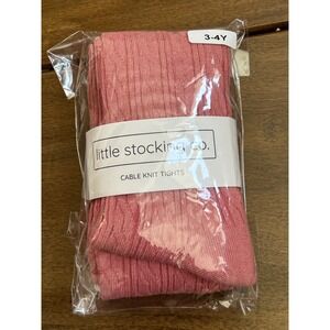 Little Stocking Co Kids Cable Knit Tights Old Rose Pink AW23-OLD ROSE 3-4Y NIP